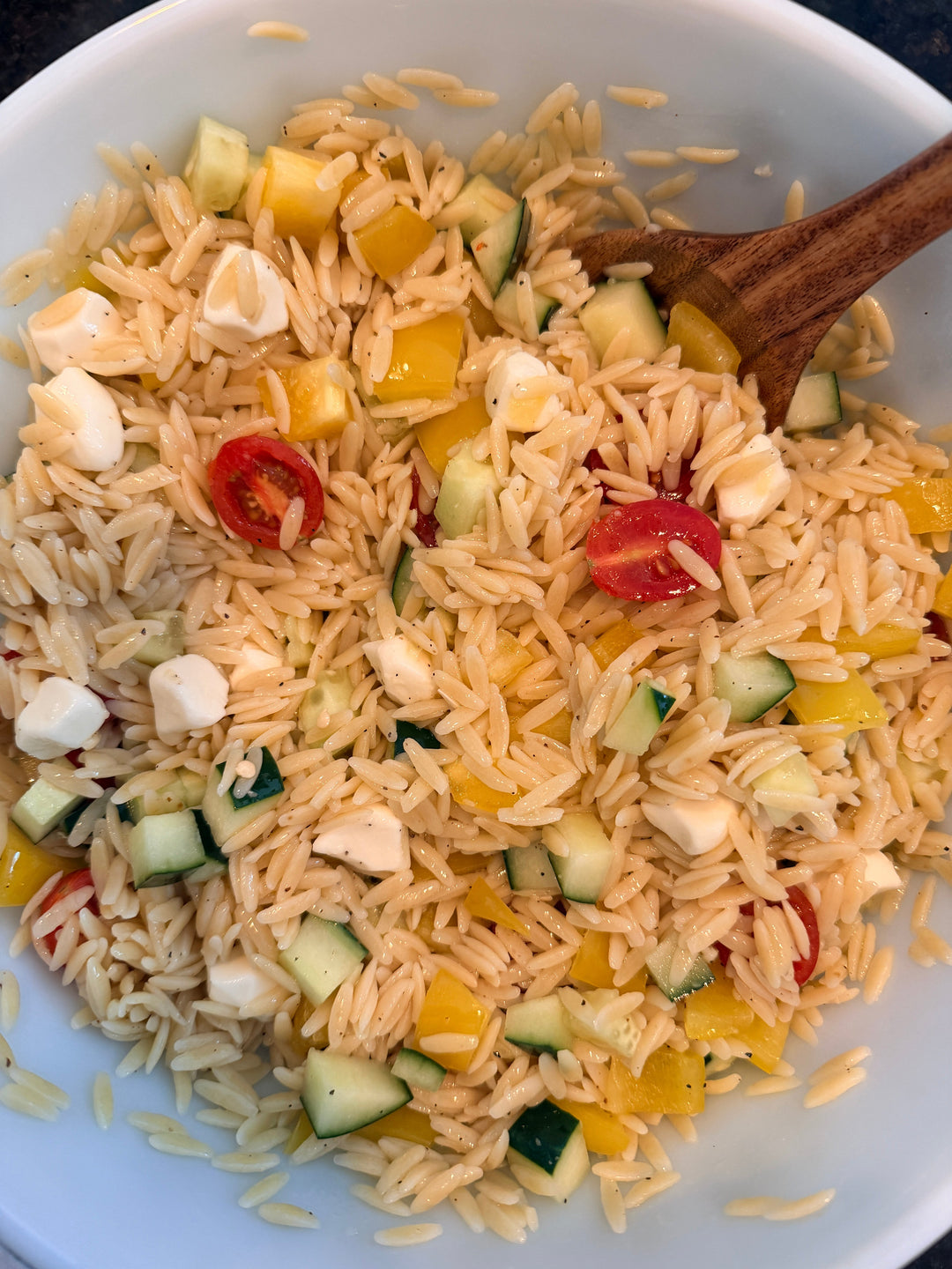 Fresh Summer Orzo Pasta Salad with Honey Lemon Vinaigrette